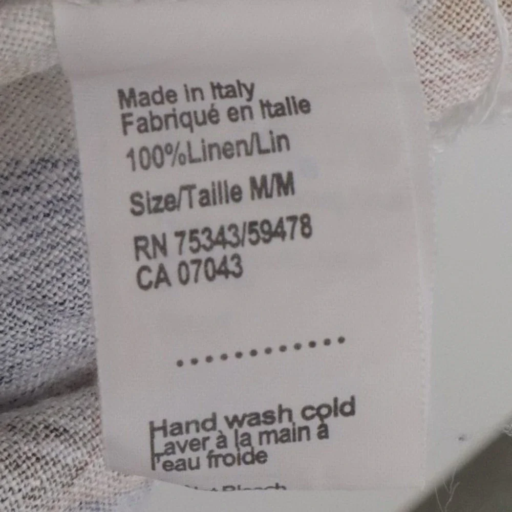 Rosemarine Linen Floral Shirt Dress Button Front Roll Tab Italy Size M - Picture 10 of 11